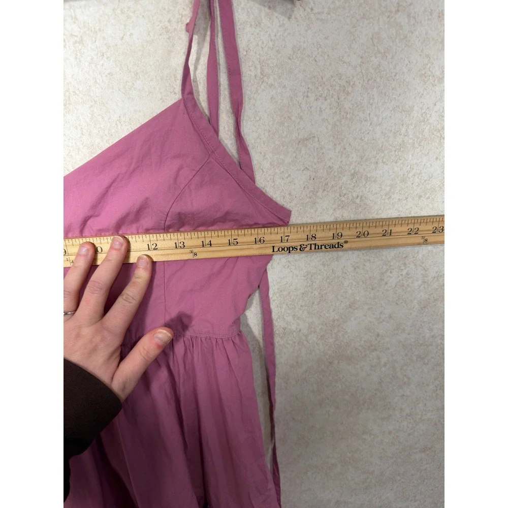 Madewell Sidonie Poplin Maxi Dress Pink Tie‎ Strap Open Back Medium Resortwear - Picture 5 of 8